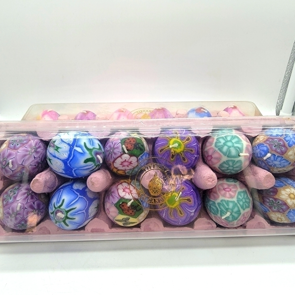 Vintage Tiffany Millifore egg candle set of 24